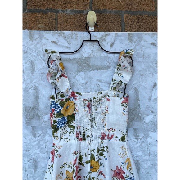 Reformation Spaulding Linen Midi Dress in bouquets printed size 6 - Picture 8 of 12